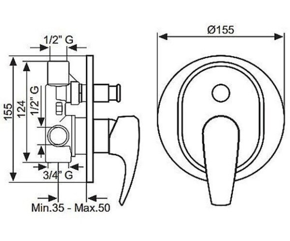 Змішувач для душу Emmevi Kali, одноважільний, хром (CR75019)
