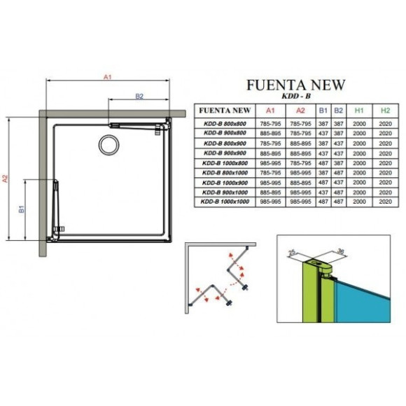 Душевая кабина Radaway Fuenta New KDD-B, правая, 80x80 (384070-01-01R)