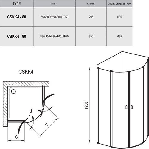 Душова кабіна Ravak Chrome CSKK4, 80x80 (3Q140C00Z1)