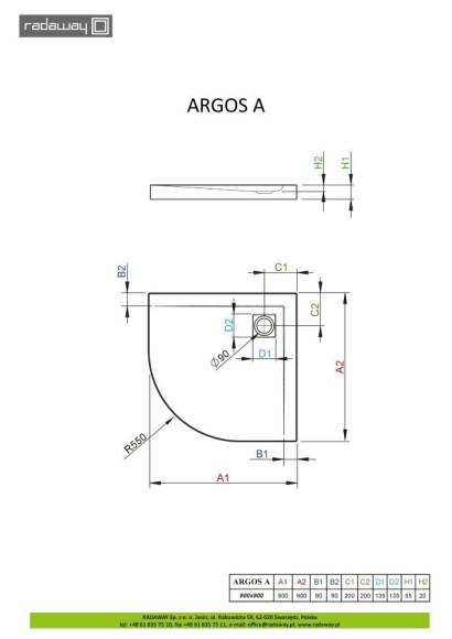 Душевой поддон Radaway Argos А, 90x90 (4AA99-01)