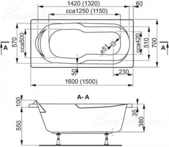 Ванна акрилова Vagnerplast Nymfa, 160x70 (VPBA167NYM2E-01)