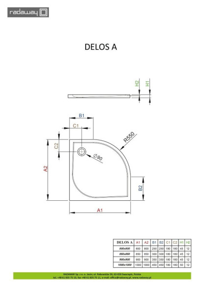 Душовий піддон Radaway Delos A, 80x80 (SDA0808-01)