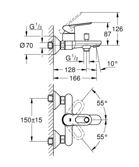 Змішувач для ванни Grohe BauLoop, одноважільний, хром (23603000)