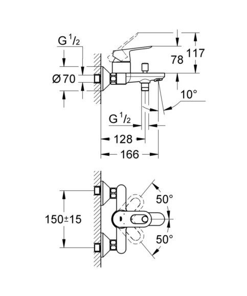 Змішувач для ванни Grohe BauLoop, одноважільний, хром (23603000)