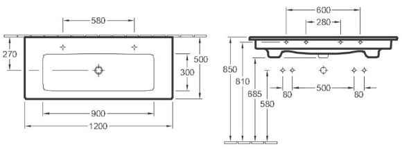 Умывальник подвесной Villeroy&Boch Venticello, 120 (4104CHR1)