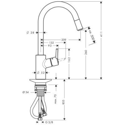 Змішувач для кухні Hansgrohe Talis S2 Variarc, одноважільний, хром (14872000)