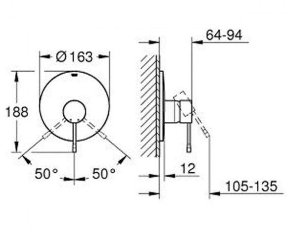 Cмеситель для душа Grohe Essence, однорычажный, хром (19286001)