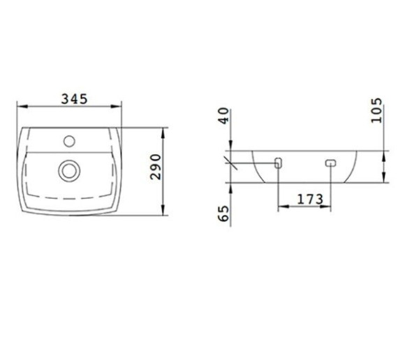 Умывальник подвесной Aet Square Basin Wall Mini, 35 (L284T0RPV1)