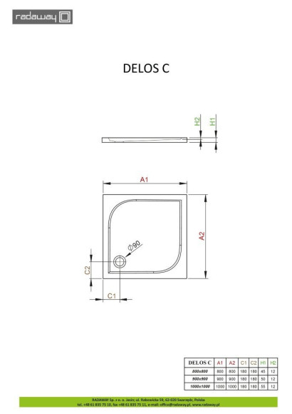Душовий піддон Radaway Delos C, 100x100 (SDC1010-01)
