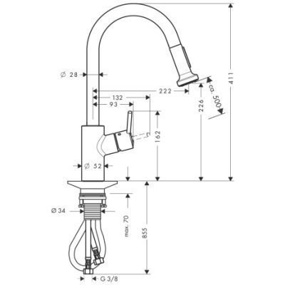 Смеситель для кухни Hansgrohe Talis S2 Variarc, однорычажный, хром (14877000)