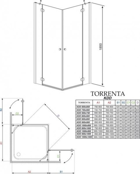 Душевая кабина Radaway Torrenta KDD, 100x80 (32273-01-01NL) Душевая кабина Radaway Torrenta KDD, 100x80 (32273-01-01NL)