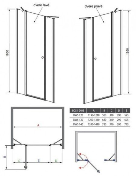 Душові двері Radaway Eos II DWJS 120L, ліві (3799454-01L)