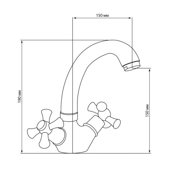 Змішувач для кухні Cosh (CRM) S-21-272F, двовентильний, хром (COSHCRMS21272F)