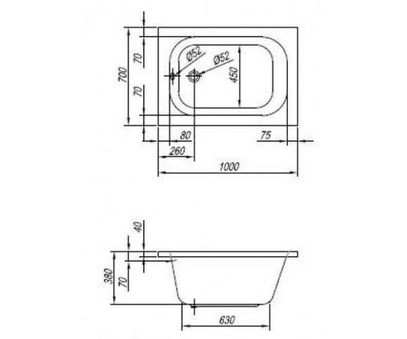 Ванна акриловая Kolpa San Mini, 100x70 (945547)