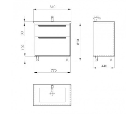 Тумба с умывальником Sanwerk Greta, 81 (MV0000621)