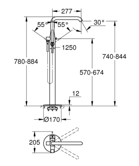 Смеситель для ванны Grohe Essence, однорычажный, хром (23491001)
