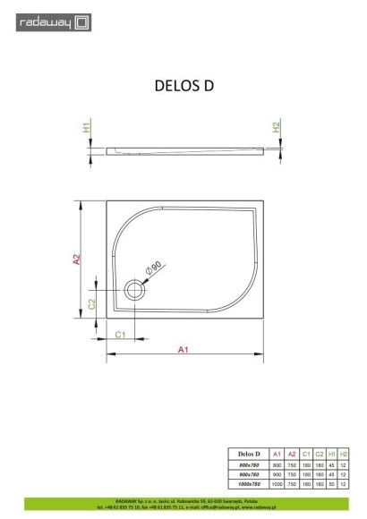 Душевой поддон Radaway Delos D, 100x75 (4D17555-03)