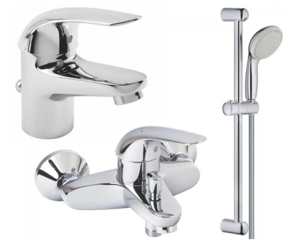 Комплект змішувачів 3 в 1 Grohe Euroeco, хром (123226S)