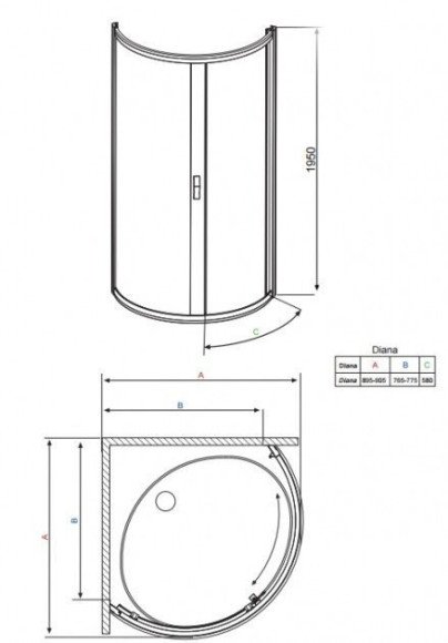 Душевая кабина Radaway Diana, 90x90 (30302-01-01NA) Душевая кабина Radaway Diana, 90x90 (30302-01-01NA)