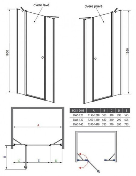 Душевые двери Radaway Eos II DWJS 140R, правые (3799456-01R) Душевые двери Radaway Eos II DWJS 140R, правые (3799456-01R)