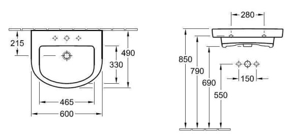 Умивальник підвісний Villeroy&Boch Subway 2.0, 60 (7114F1R3)