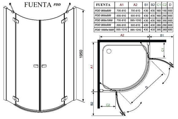 Душова кабіна Radaway Fuenta New PDD, ліва, 90x90 (384001-01-01L)