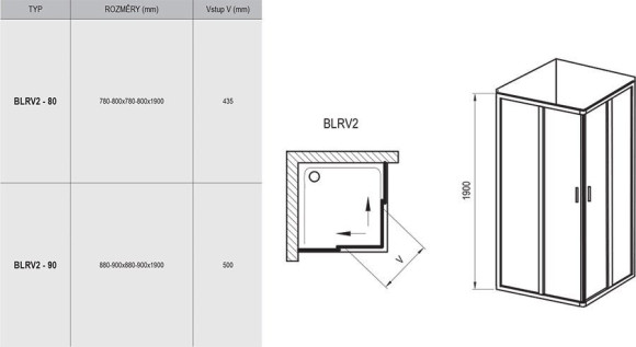 Душевая кабина Ravak Blix BLRV2, 80x80 (1LV40U00ZG)