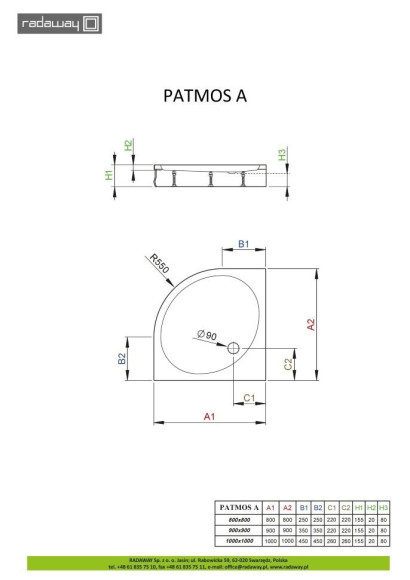 Душовий піддон Radaway Patmos A, 80x80 (4S88155-03)