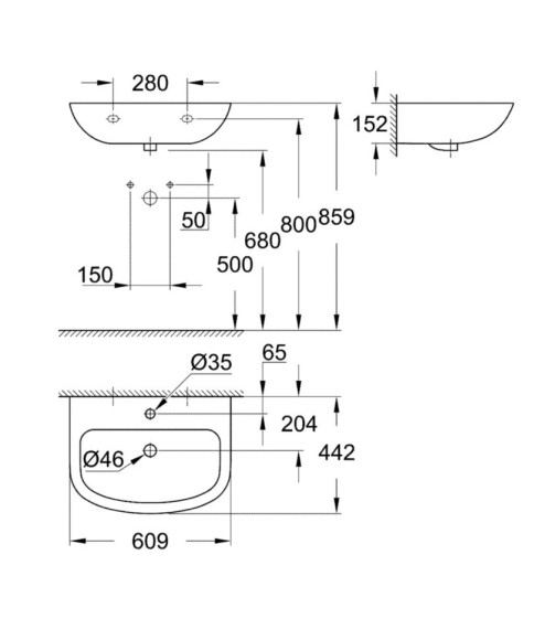 Умивальник підвісний Grohe Bau Ceramic , 60 (39421000)
