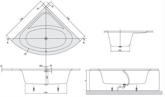 Ванна акриловая Villeroy&Boch Loop&Friends Oval, 140х140 (UBA140LFO3V-01)