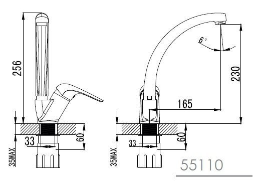 Смеситель для кухни Imprese Krinice, однорычажный, хром (55110)