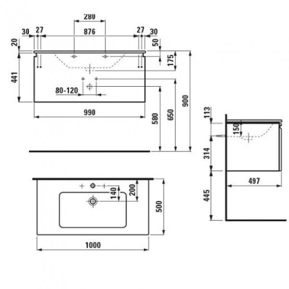 Тумба з умивальником Laufen Pro S, 100 (H8609664631041)