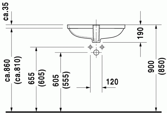 Умивальник врізний Duravit D-Code, 58 (338560000)