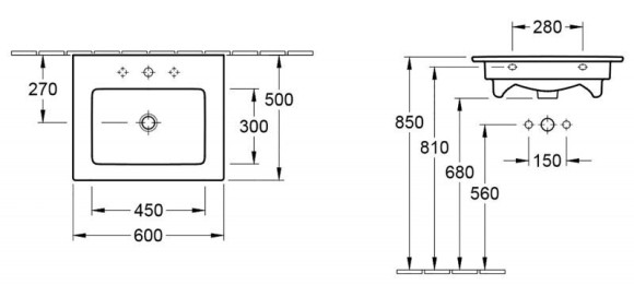 Умивальник підвісний Villeroy&Boch Venticello, 60 (41246001)