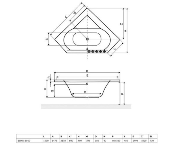 Ванна акриловая Excellent Supreme, 150x150 (WAEX.SUP15WH)