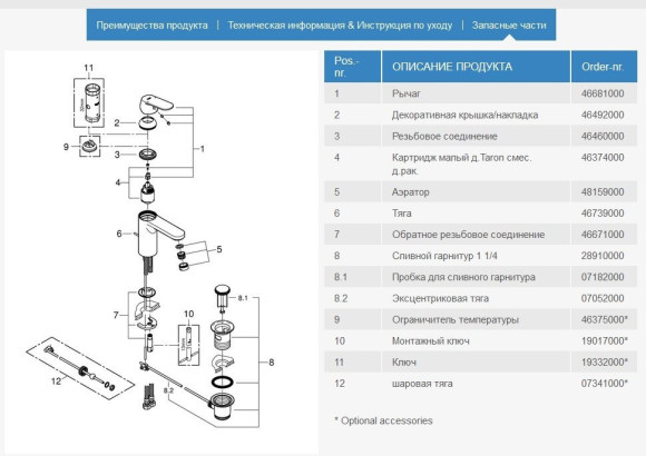 Комплект змішувачів 3 в 1 Grohe Eurosmart Cosmopolitan, хром (126114M)