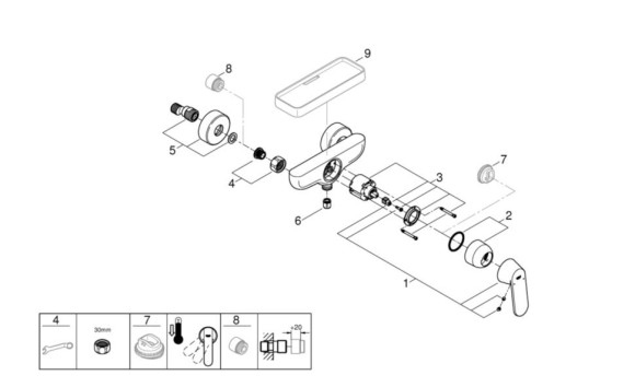 Комплект змішувачів 3 в 1 Grohe Eurosmart Cosmopolitan, хром (126114M)