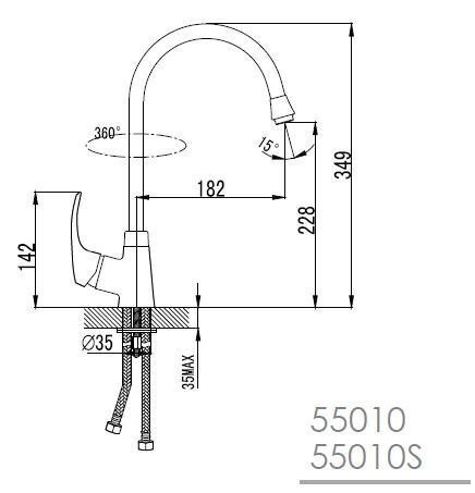 Смеситель для кухни Imprese Malse, однорычажный, сатин (55010S)