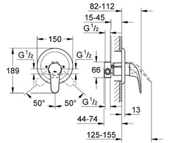 Cмеситель для душа Grohe Euroeco, однорычажный, хром (32742000)