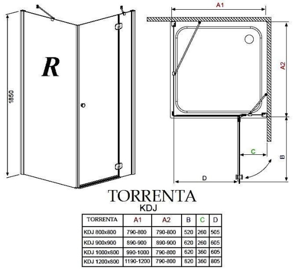 Душевая кабина Radaway Torrenta KDJ, левая, 100x80 (32242-01-01NL)