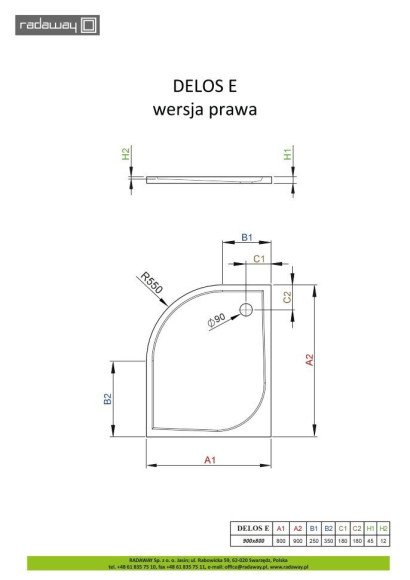 Душовий піддон Radaway Delos E, 80x90 (SDE8090-01R)
