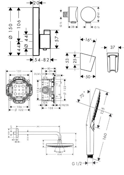 Душова система Hansgrohe Croma Select S/Ecostat S (27295000)