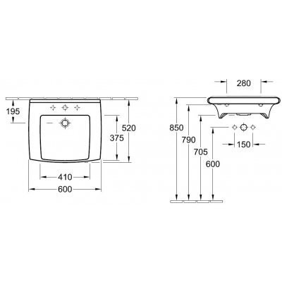 Умивальник підвісний Villeroy&Boch Lifetime, 60 (51746001)