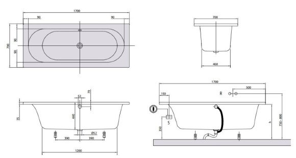 Ванна акриловая Villeroy&Boch Loop&Friends Oval, 170х70 (UBA177LFO2V-96) Ванна акриловая Villeroy&Boch Loop&Friends Oval, 170х70 (UBA177LFO2V-96)