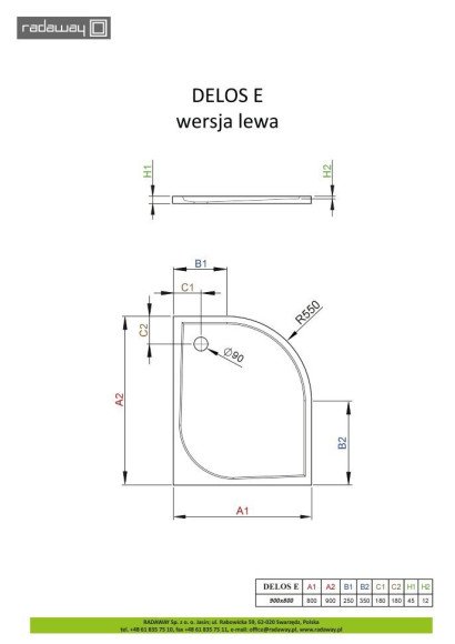 Душевой поддон Radaway Delos E, 90x80 (SDE9080-01L) Душевой поддон Radaway Delos E, 90x80 (SDE9080-01L)