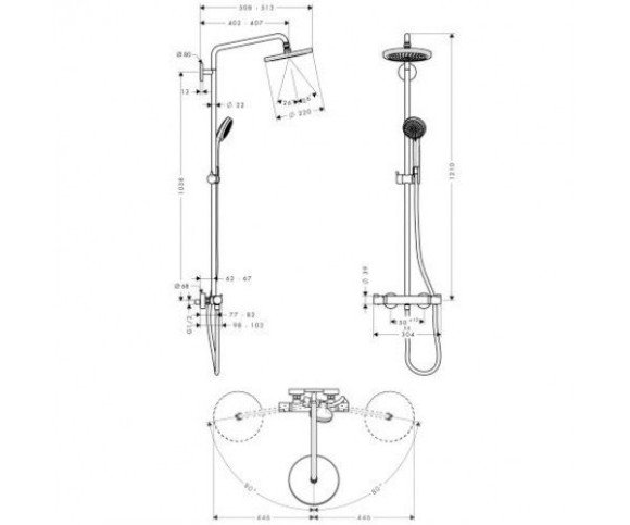 Душевая система Hansgrohe Croma Showerpipe (27185000) Душевая система Hansgrohe Croma Showerpipe (27185000)