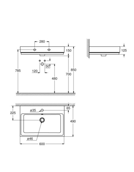 Умывальник подвесной Grohe Cube Ceramic, 60 (3947300H)