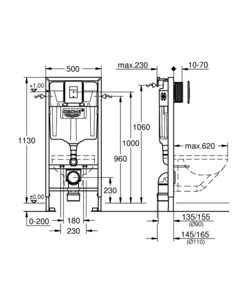Инсталляция для унитаза Grohe Rapid SL (38827000)