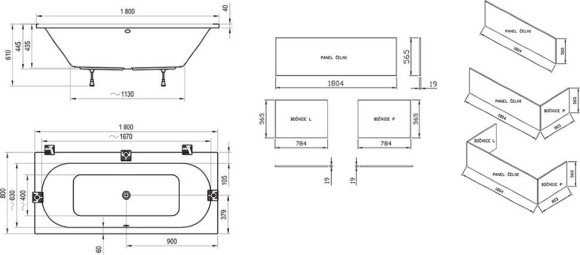 Панель для ванни Ravak City/City Slim 180, 180 (X000001061)