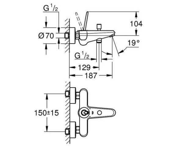 Смеситель для ванны Grohe Eurodisc, джойстик, белый (23431LS0)